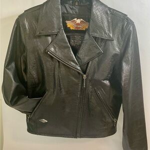 Harley-Davidson Black Croc-Embossed Leather Jacket